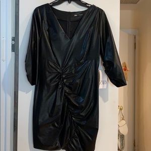 BRAND NEW ZARA black pleather dress